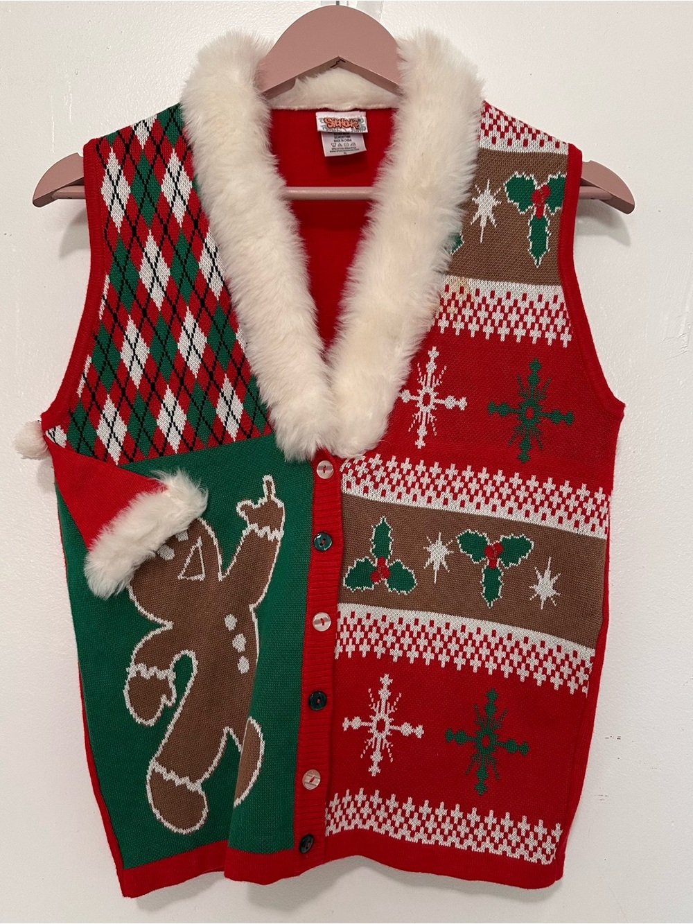 Spencer Vest with Faux Fur Collar n festive buttons